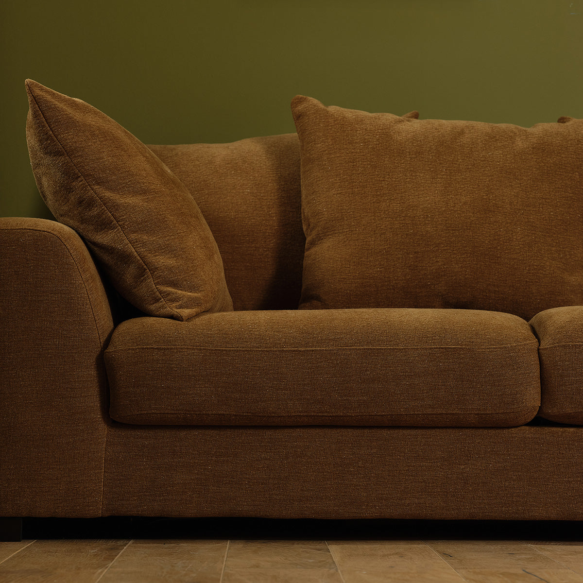 EDMOND - Canapé droit convertible 3 places en tissu effet lin bronze