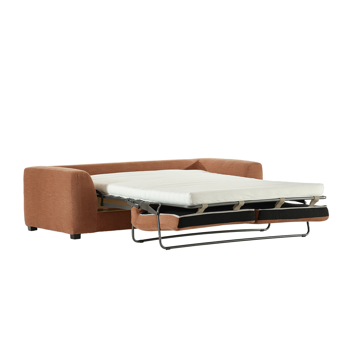 EDMOND - Canapé droit convertible 3 places en tissu effet lin terracotta