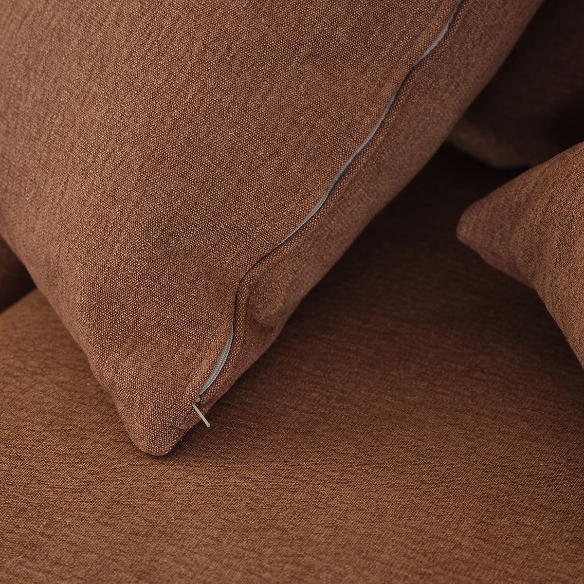 EDMOND - Canapé droit convertible 3 places en tissu effet lin terracotta