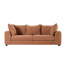 Canapé droit 4 places en tissu effet lin terracotta