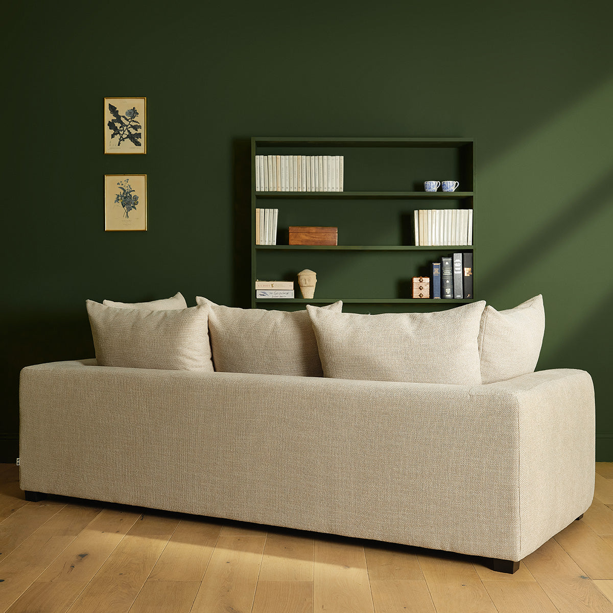 EDMOND - Canapé droit 4 places en tissu texturé beige chiné
