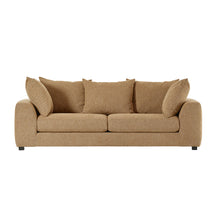 Canapé droit 4 places en tissu texturé marron clair chiné