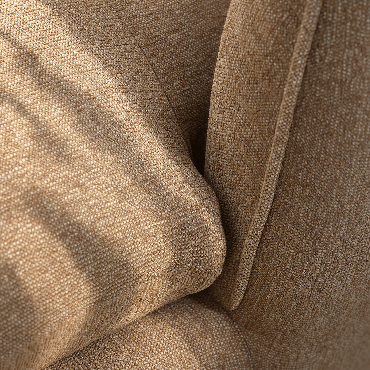 LEOPOLD - Modulares Chaiselongue (links) aus hellbraunem, strukturiertem Stoff