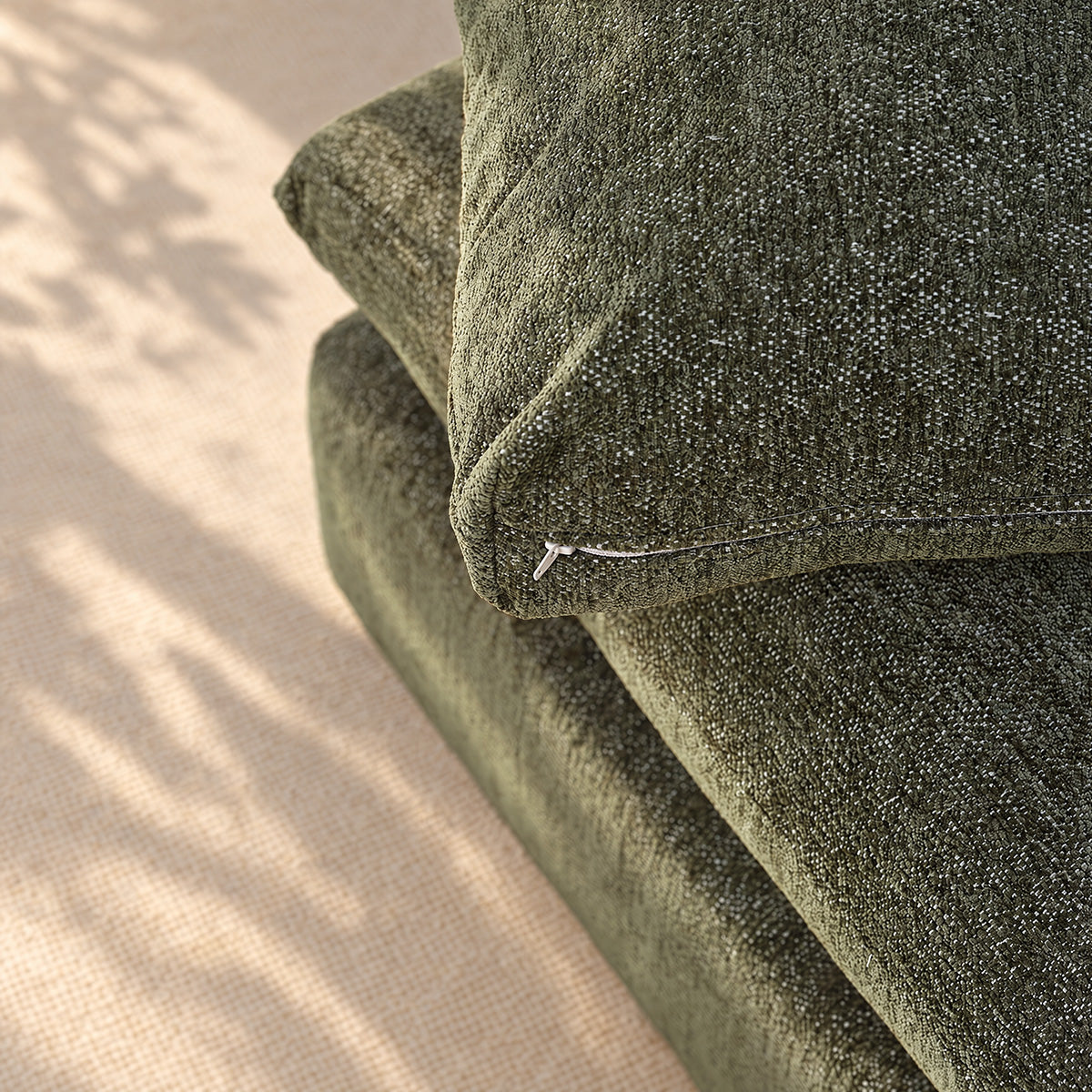 LEOPOLD - Angle gauche modulable en chenille chiné vert