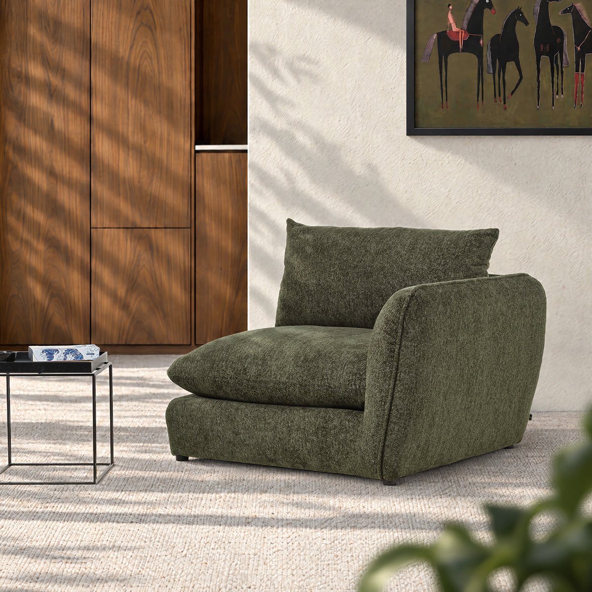 LEOPOLD - Angle droit modulable en chenille chiné vert