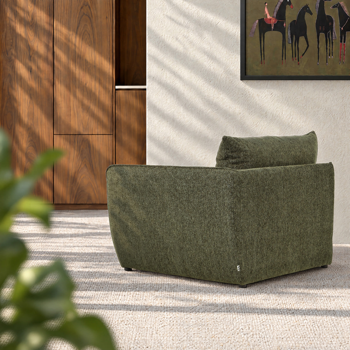 LEOPOLD - Angle droit modulable en chenille chiné vert