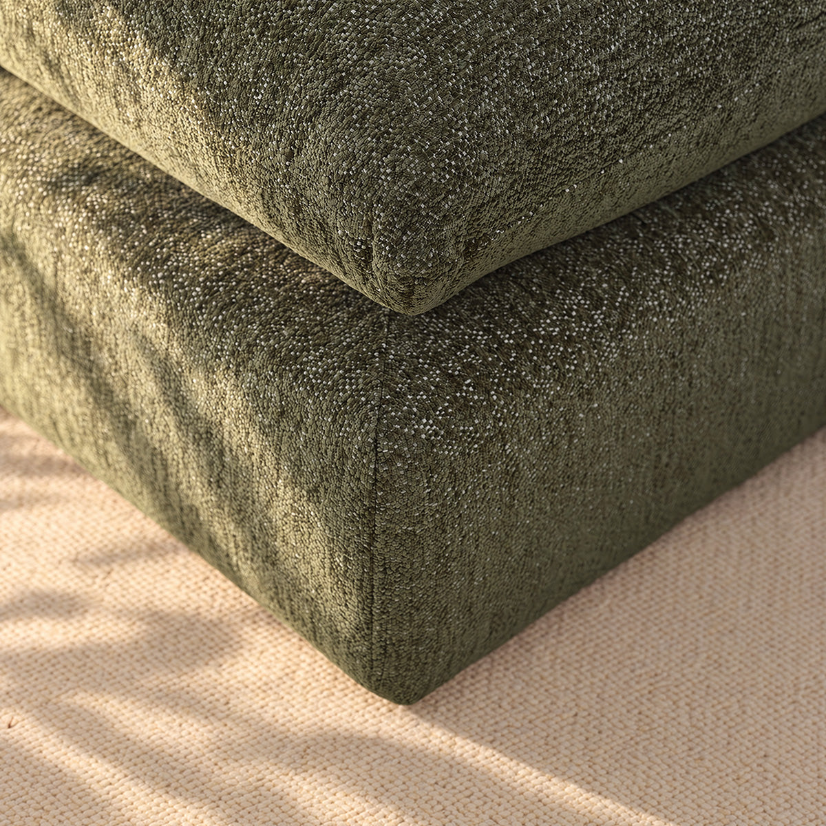 LEOPOLD - Chauffeuse modulable en chenille chiné vert