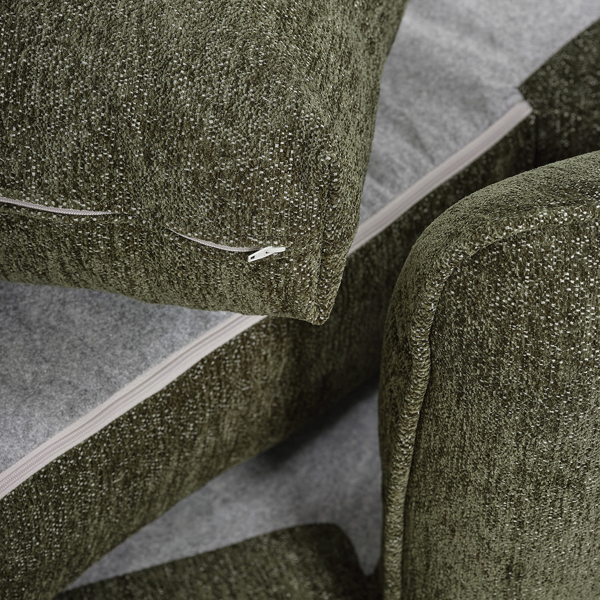LEOPOLD - Méridienne droite modulable en chenille chiné vert