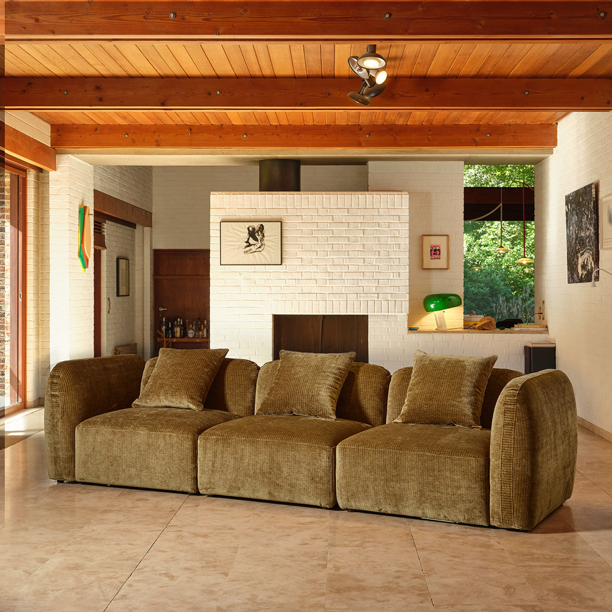 PABLO - Canapé modulable 3 places en velours bronze