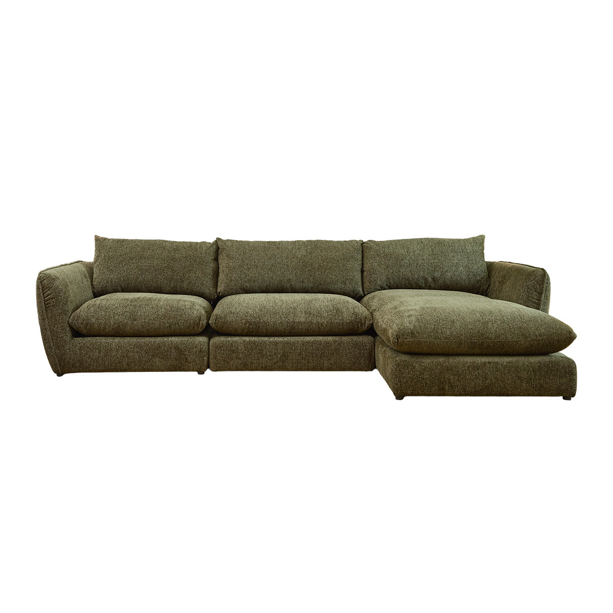 LEOPOLD - Modulares 3-Sitzer-Sofa aus grün meliertem Chenille-Stoff – rechte Chaiselongue