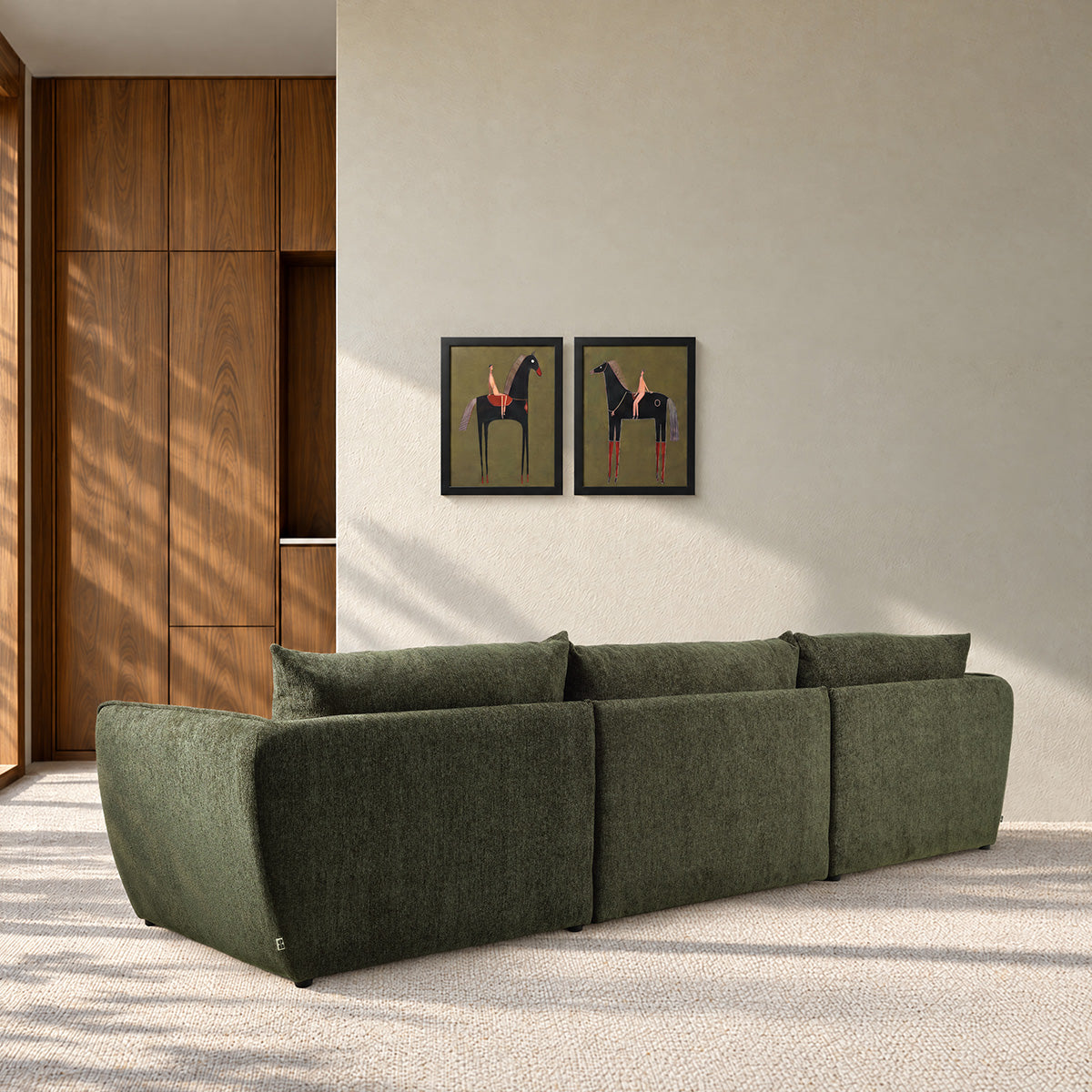LEOPOLD - Canapé modulable 3 places en chenille chiné vert