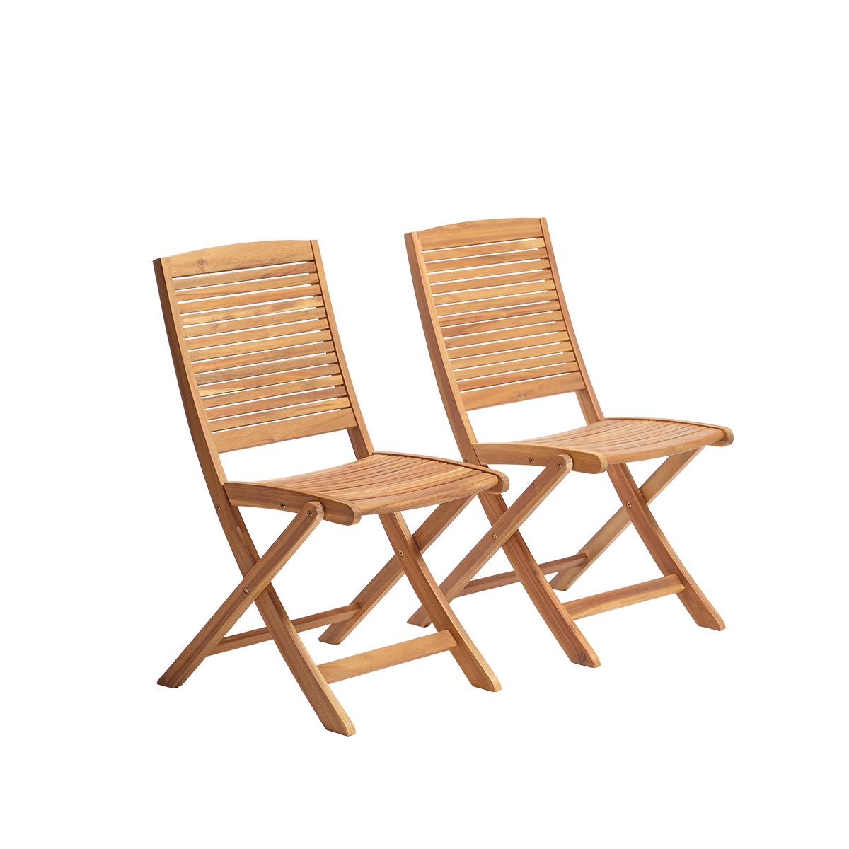 MILOS - Sedia da giardino pieghevole in legno massello di acacia oliato (set da 2)