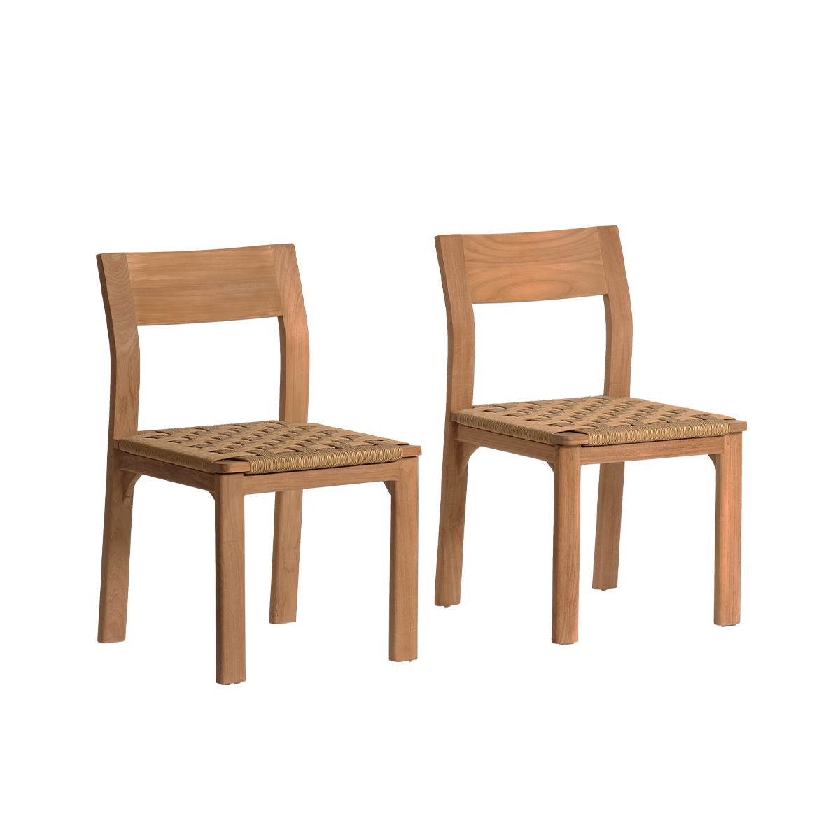 PIANA - Sedia da giardino in teak massiccio e rattan (set da 2)