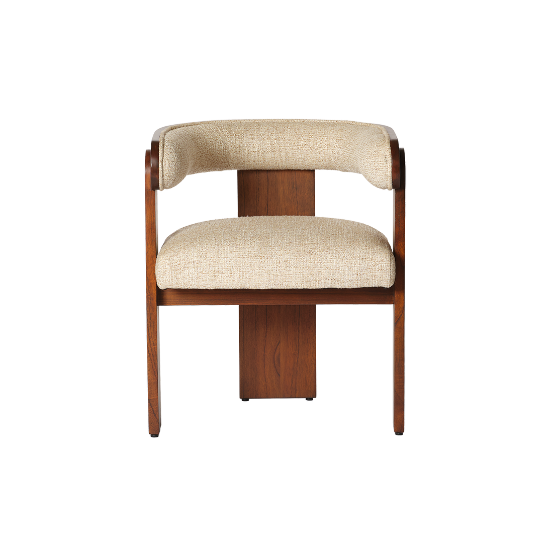 ARCHIBALD - Chaise en mindi massif et bouclette écrue
