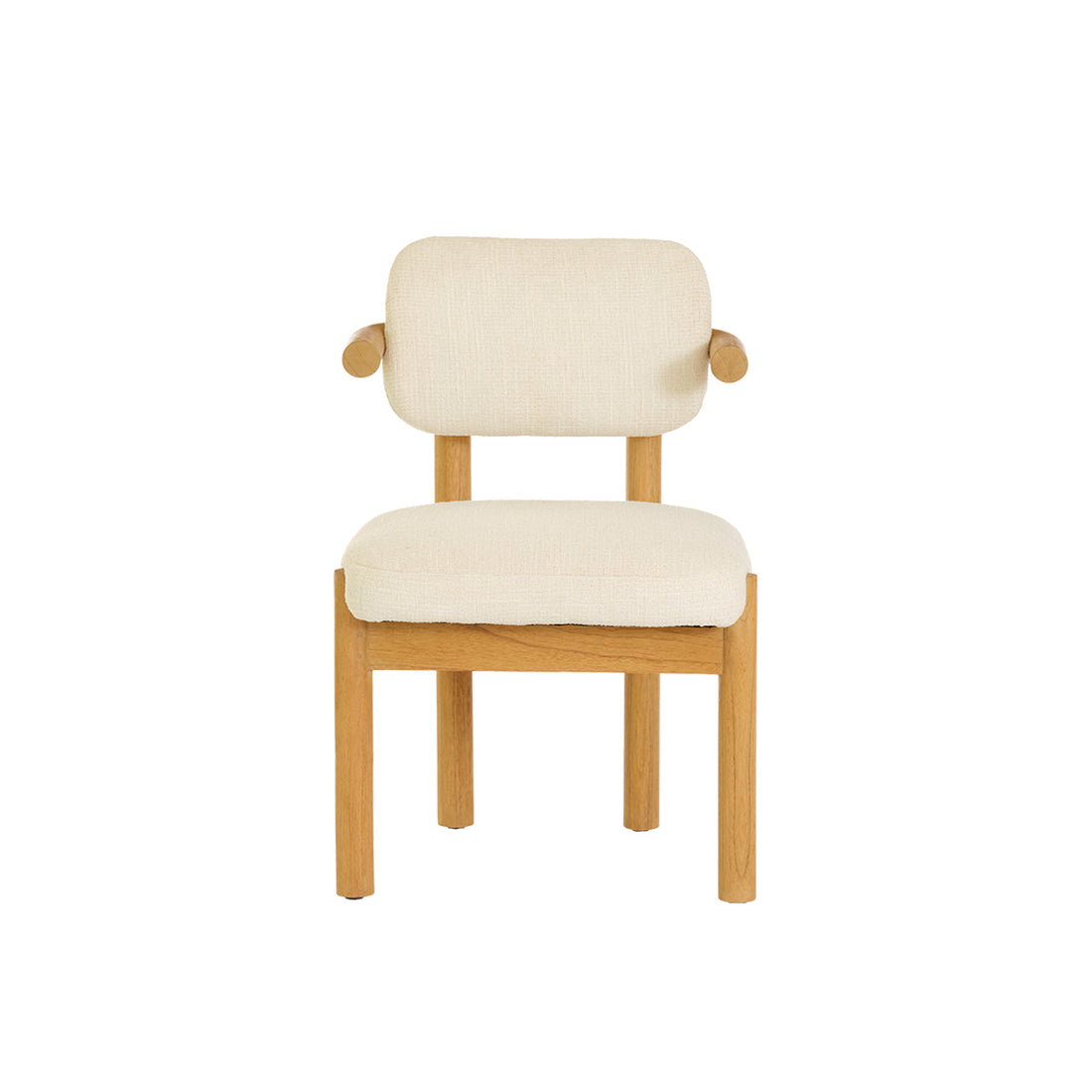 NEO - Chaise en mindi massif naturel et tissu texturé écru