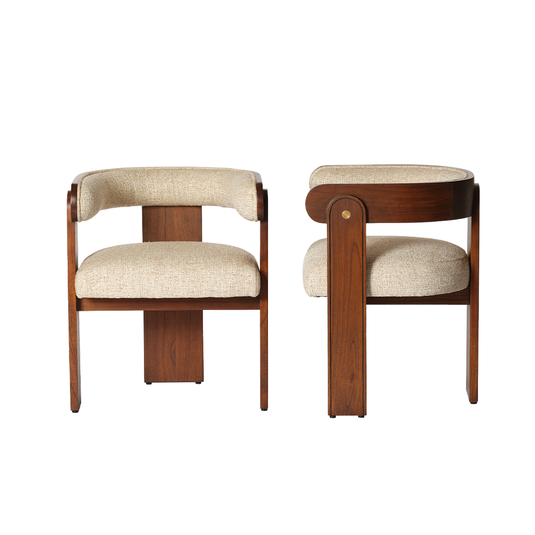 ARCHIBALD - Lot de 2 chaises en mindi massif et bouclette écrue