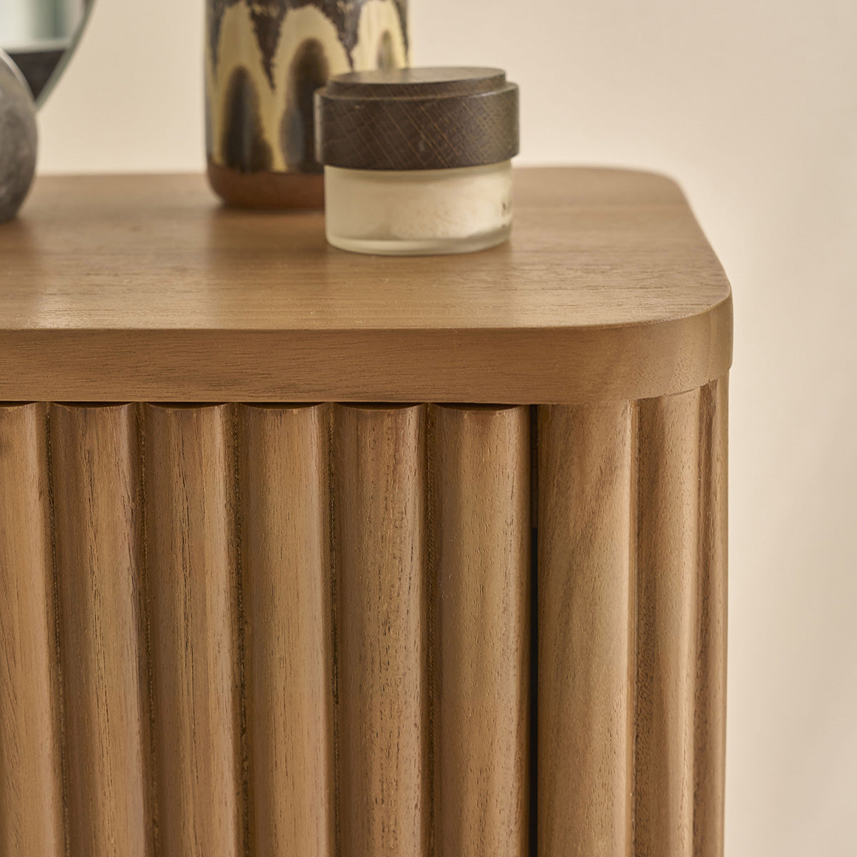 COLINE - Colonna da bagno con piedini in teak massiccio, 120 cm