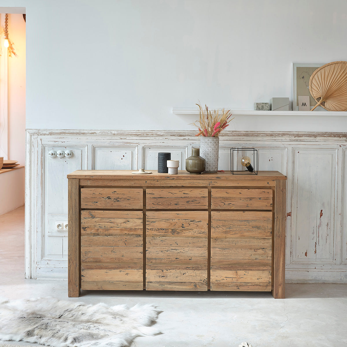 CARGO - Cassettiera in teak massello riciclato 160 cm