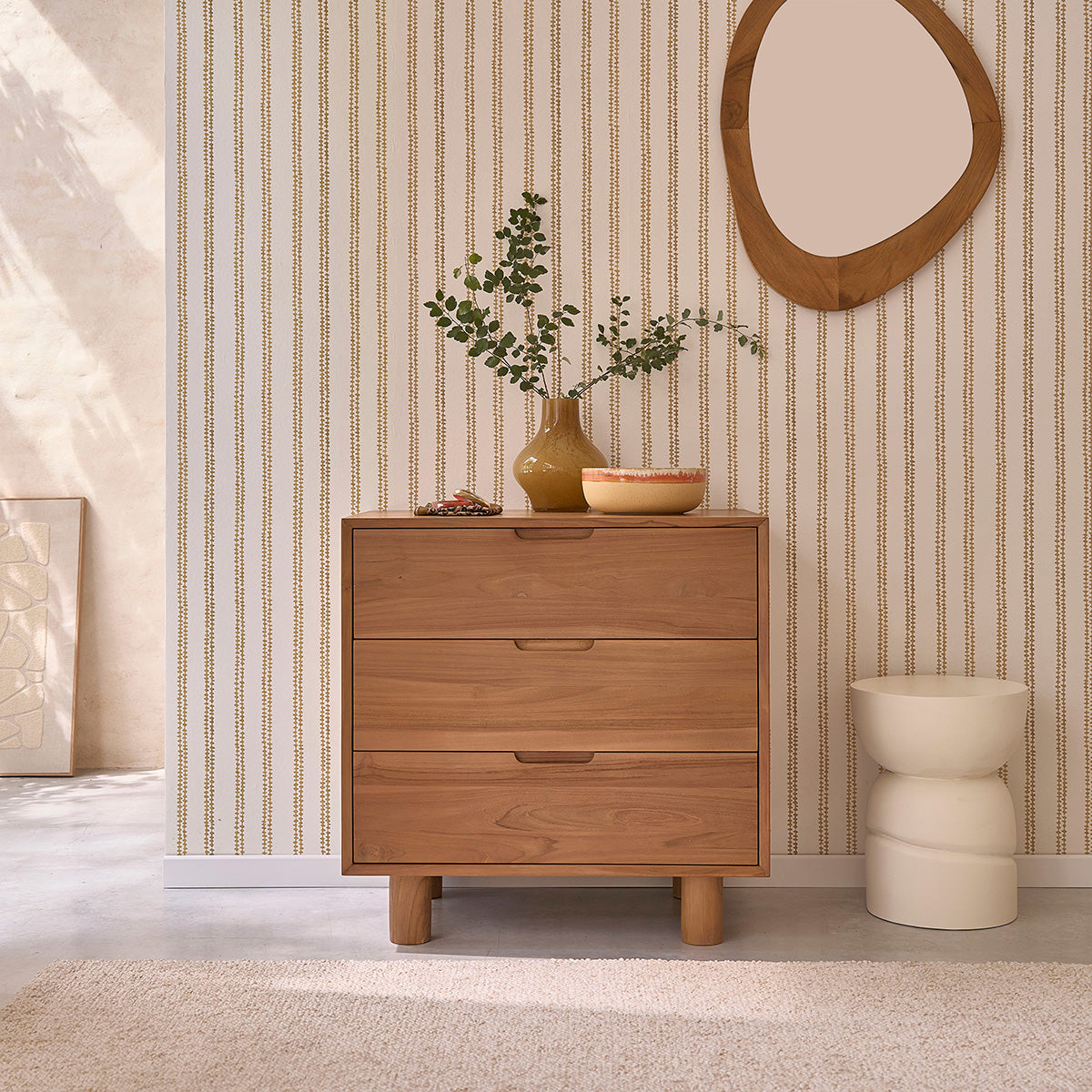 GUSTAVE - Cassettiera in legno di teak da 80 cm