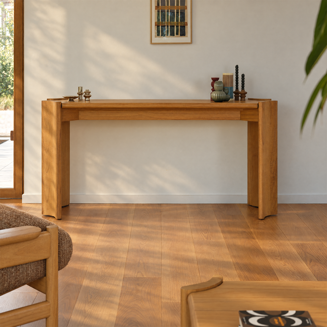 ALVAR - Console en mindi naturel 165 cm