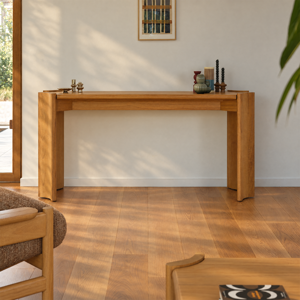 ALVAR - Console en mindi naturel 165 cm