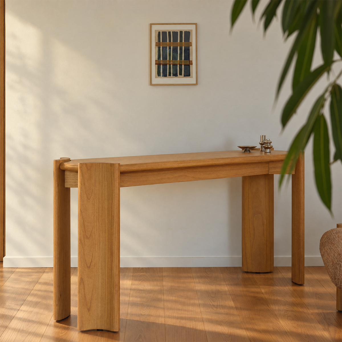ALVAR - Console en mindi naturel 165 cm
