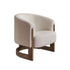 Fauteuil en chêne massif et tissu bouclette écrue