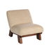 Sessel aus massivem Mindi-Holz und beige meliertem Stoff