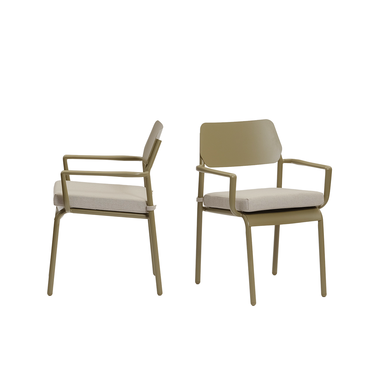 SARO - Fauteuil de jardin en aluminium et tissu beige chiné (lot de 2)