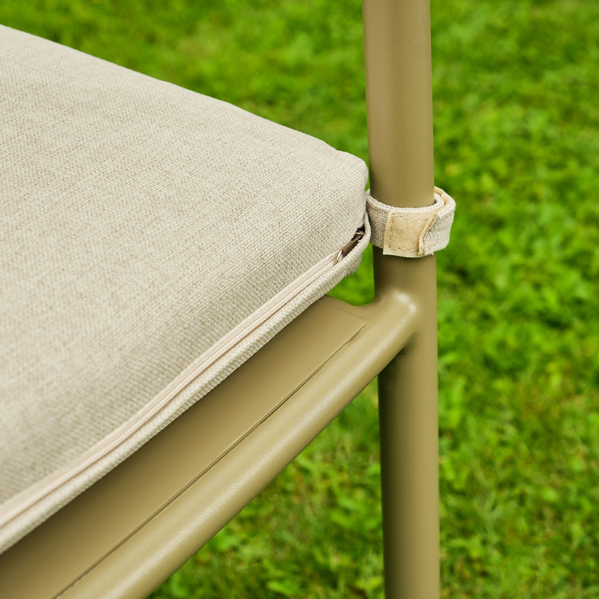 SARO - Fauteuil de jardin en aluminium et tissu beige chiné (lot de 2)