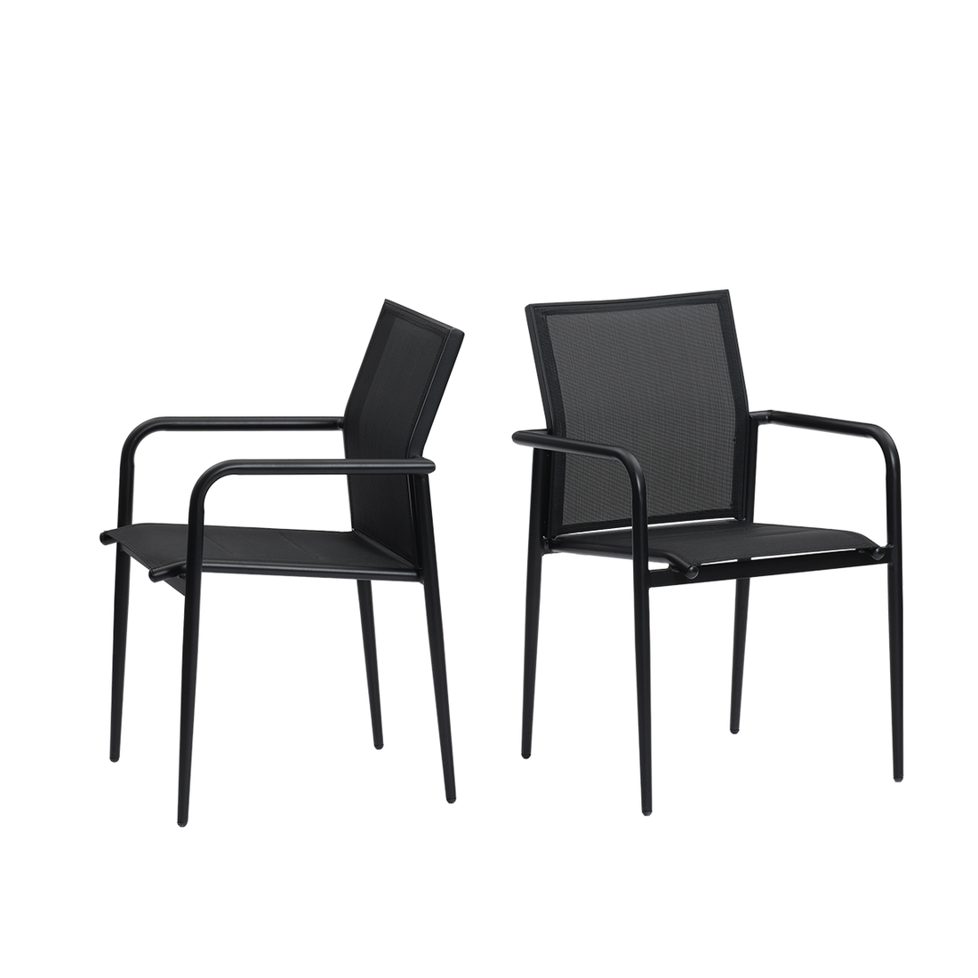BASALT - Fauteuil de jardin en aluminium et textilène noir mat (lot de 2)