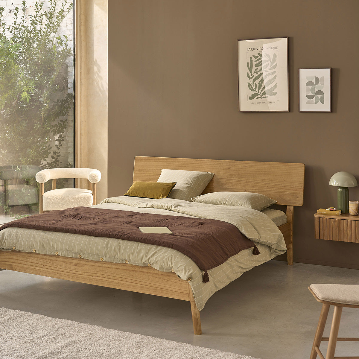 MAIA - Bett aus Mindi-Holz, 180 cm, mit Lattenrost