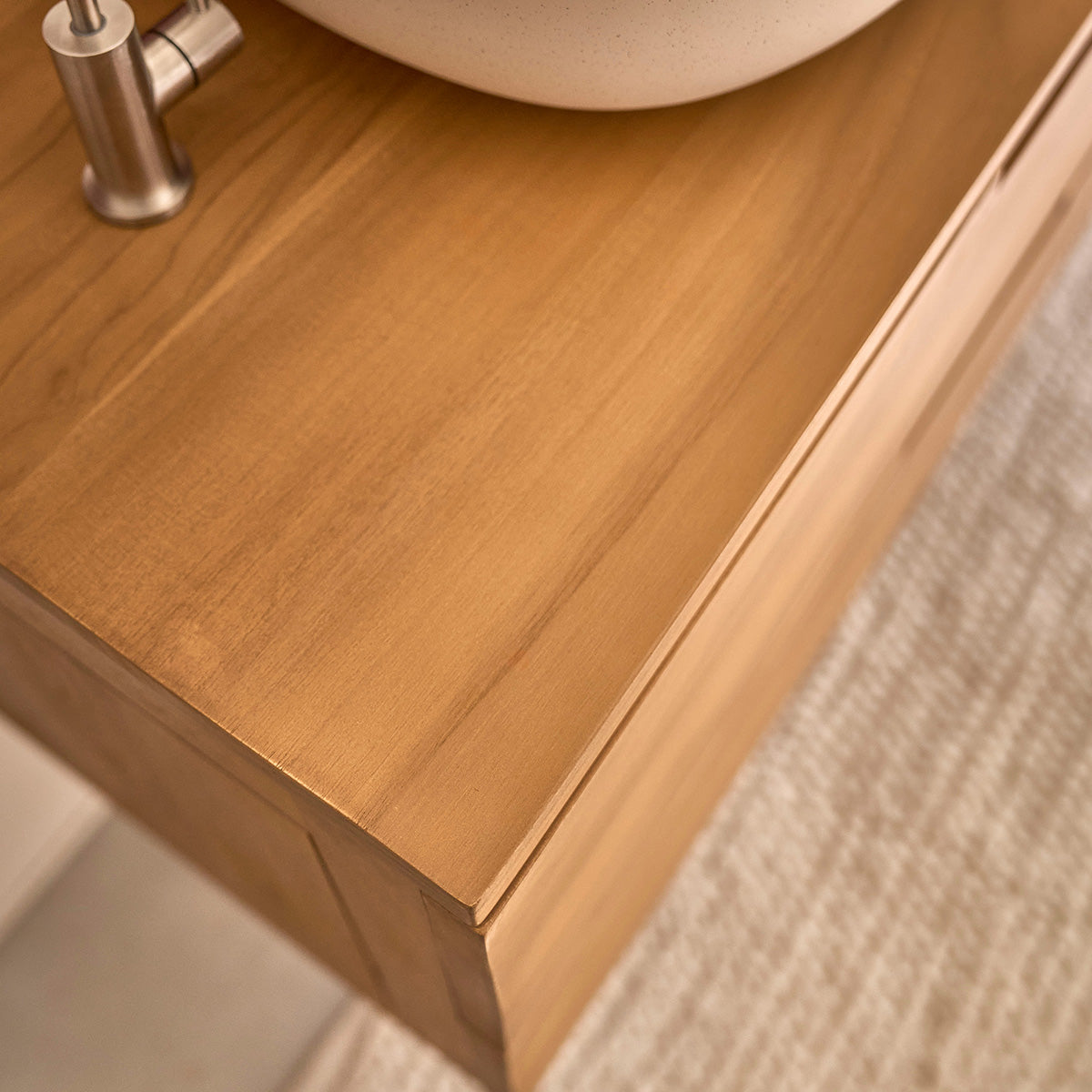 MAË - Waschtischunterschrank aus massivem Teakholz, hängend, 80 cm