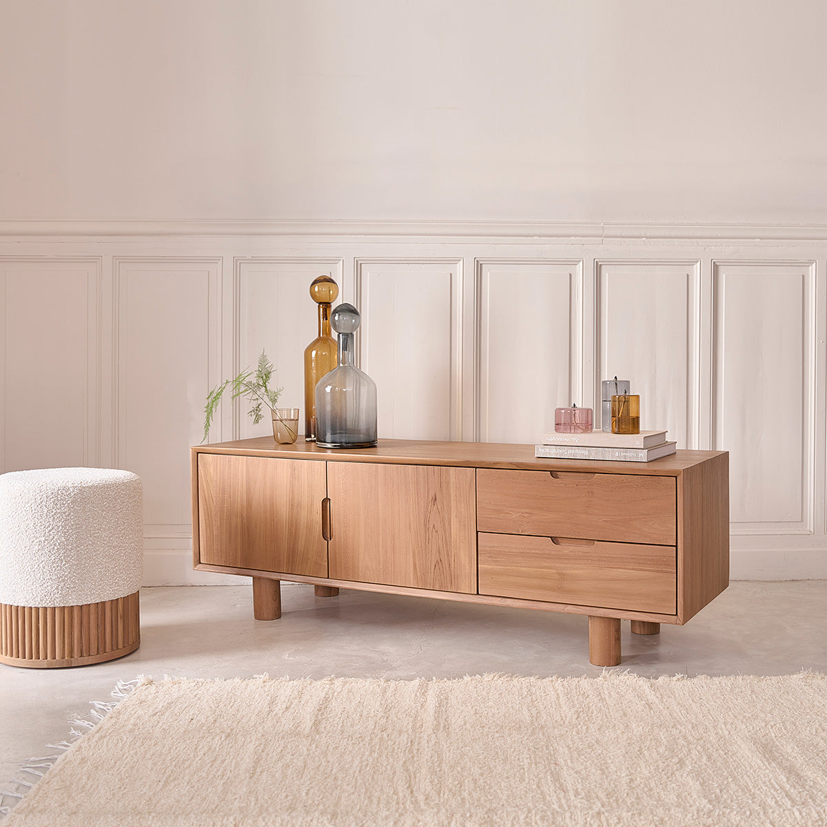 GUSTAVE - Mobile TV in teak massello 150 cm