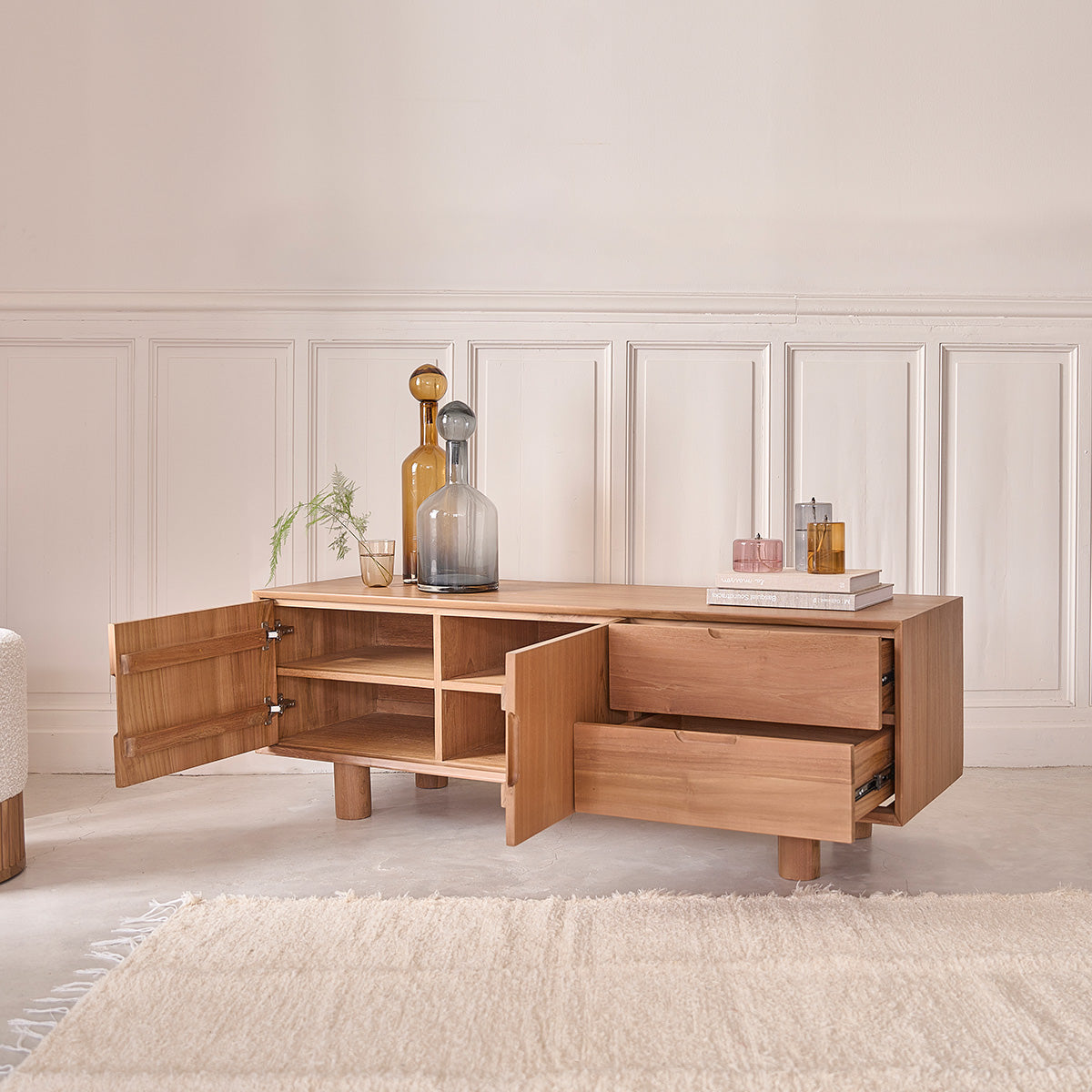 GUSTAVE - Mobile TV in teak massello 150 cm