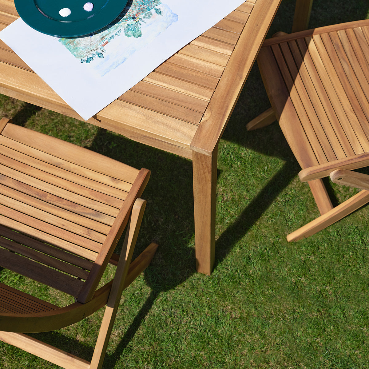 MILOS - Set da giardino in legno massello di acacia oliato, 4 posti.
