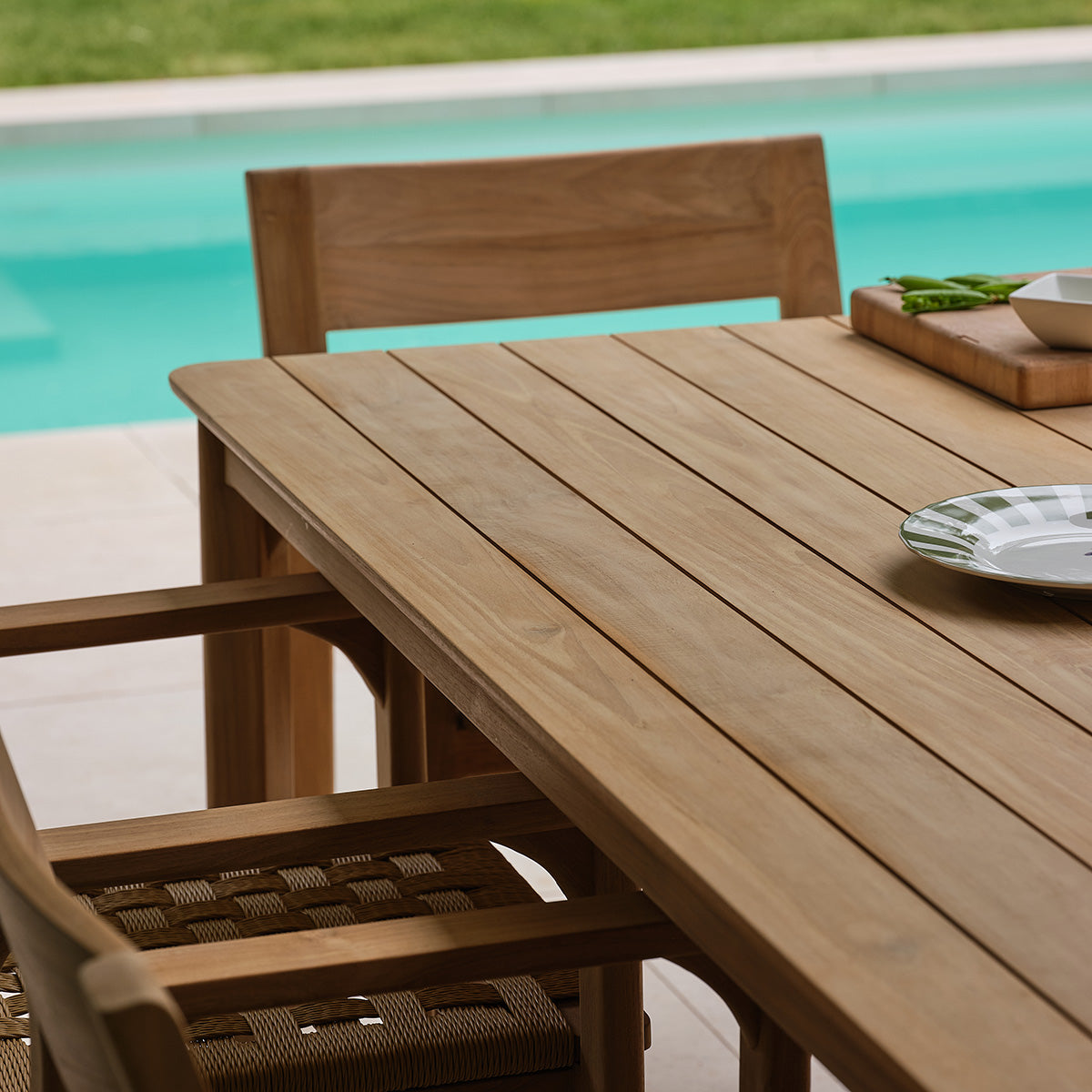 PIANA - Salon de jardin en teck massif et rotin 6 pers.