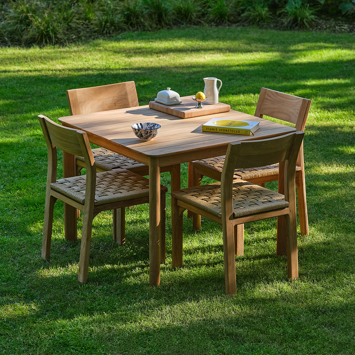 PIANA - Salon de jardin en teck massif et rotin 4 pers.