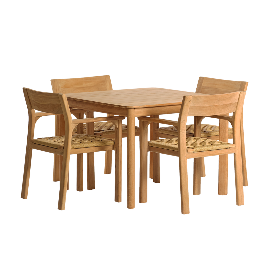 PIANA - Gartenmöbel aus massivem Teakholz und Rattan für 4 Personen