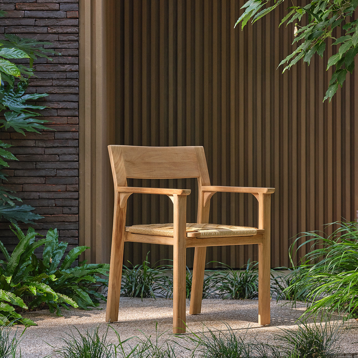 PIANA - Gartenmöbel aus massivem Teakholz und Rattan für 4 Personen