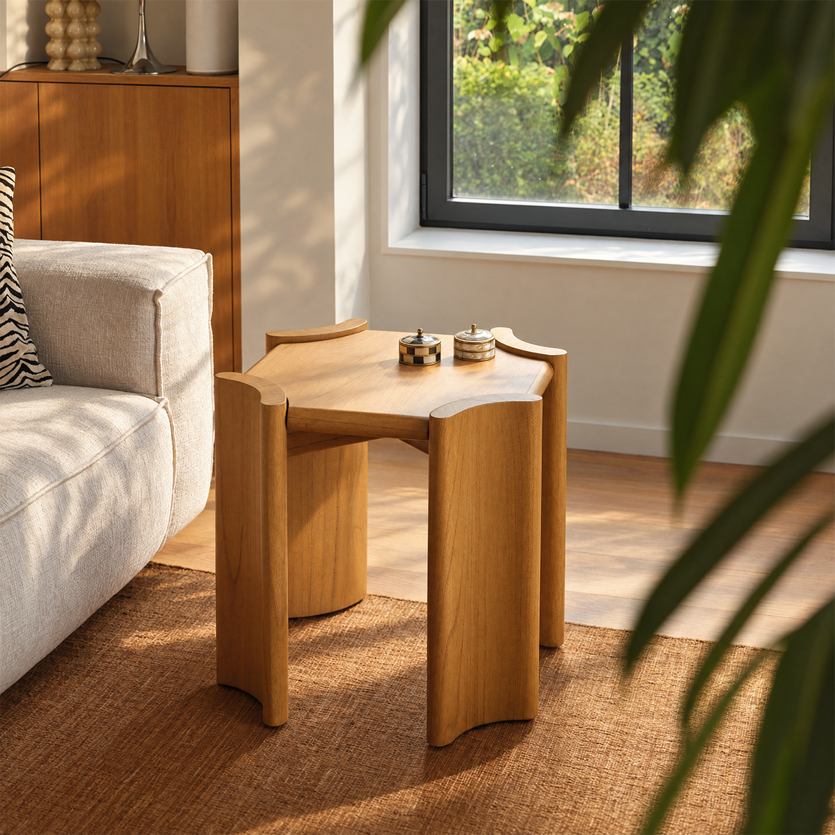 ALVAR - Table d'appoint en mindi naturel