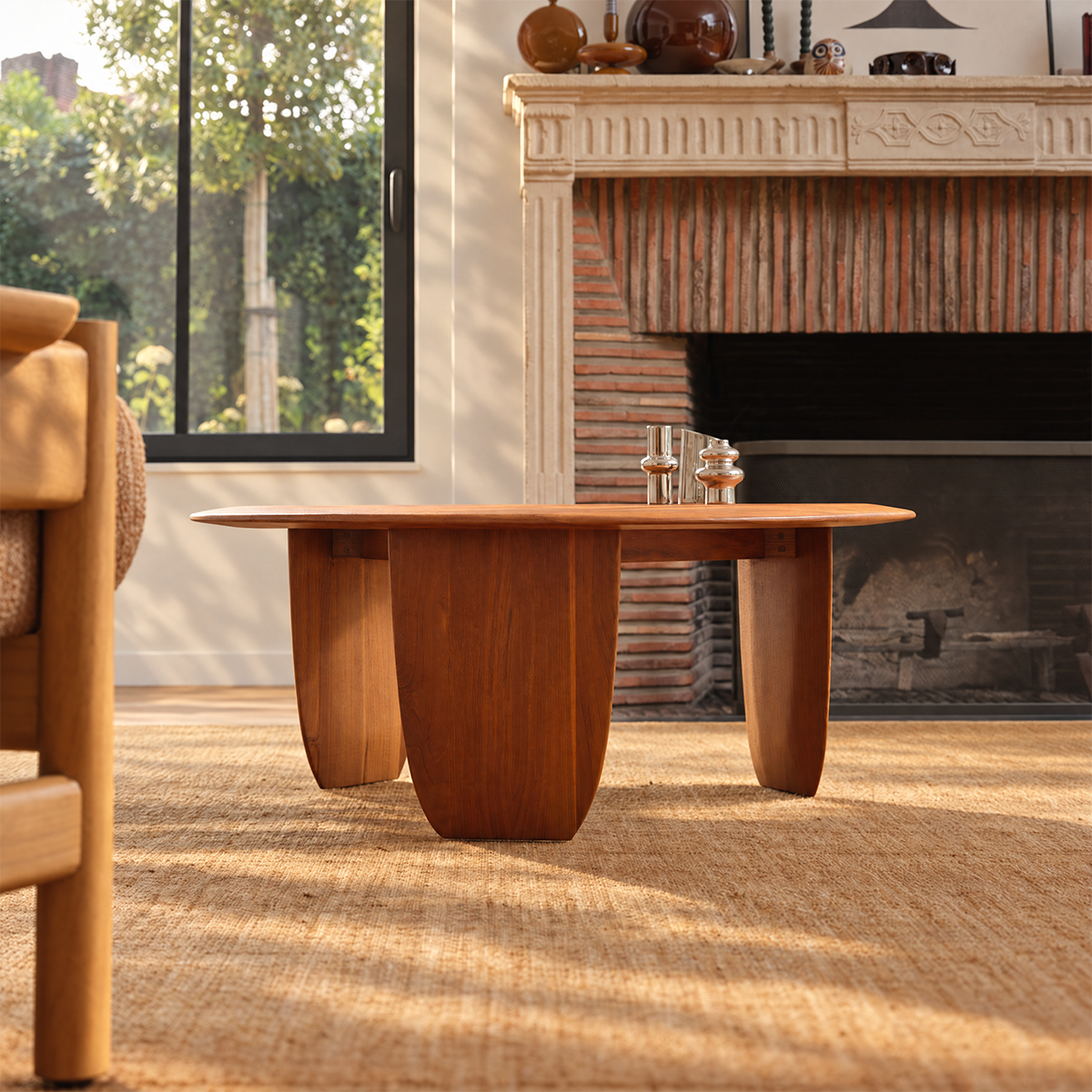 JEANNE - Tavolino rotondo in teak massiccio, Ø 85 cm
