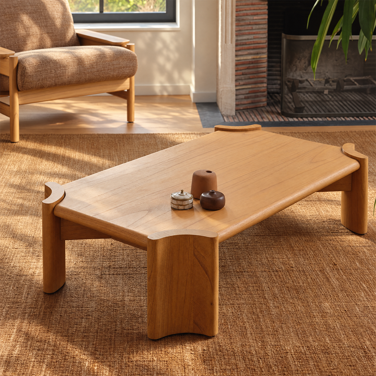 ALVAR - Table basse en mindi naturel 120 cm
