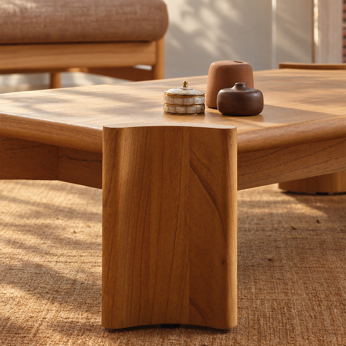 ALVAR - Table basse en mindi naturel 120 cm