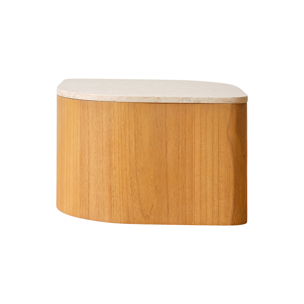 ADA - Tavolino in legno massello di mindi naturale e marmo, 74,5 cm