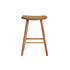 Tabouret de bar en teck massif assise velours cotelé 65 cm