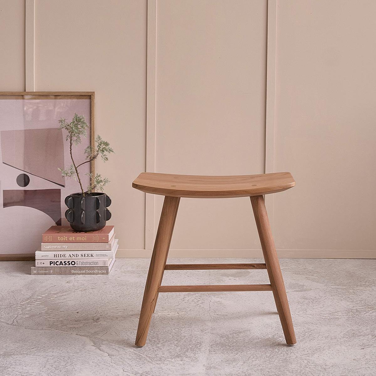 AMBRE - Set di 2 sgabelli da bar in teak massello 45 cm