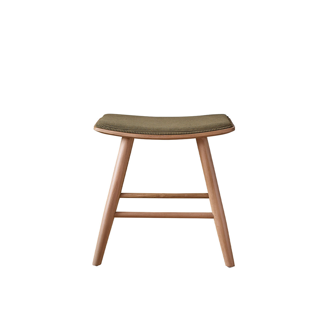 AMBRE - Tabouret de bar en bois de teck assise velours côtelé 45 cm
