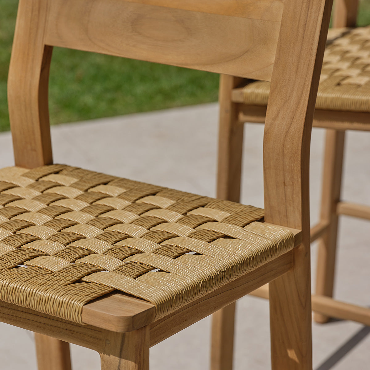 PIANA - Garten-Barstuhl aus massivem Teakholz (2er-Set)