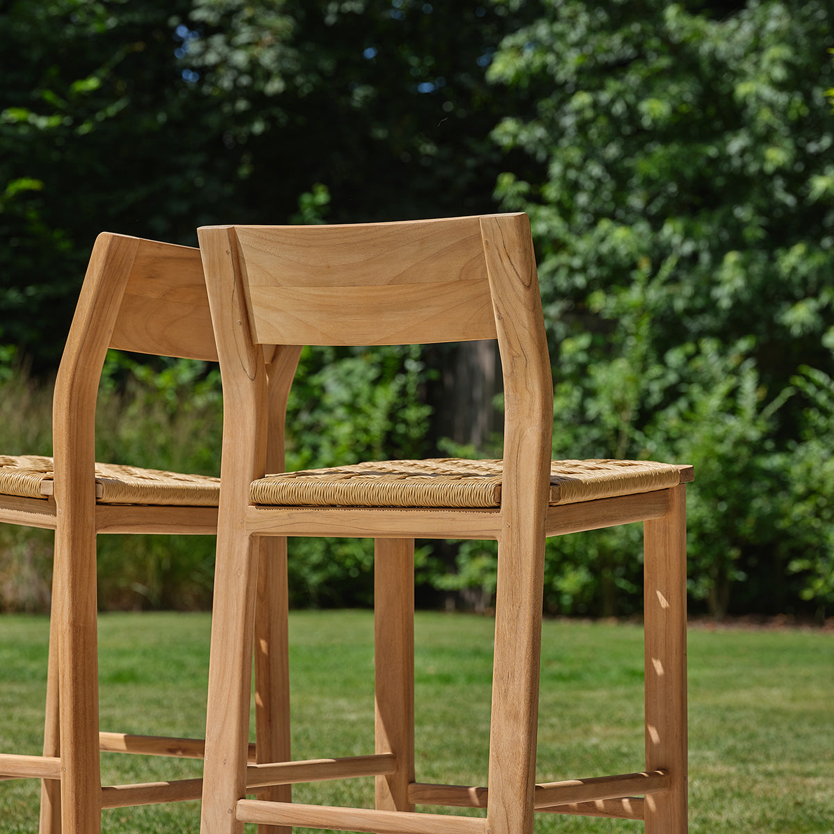 PIANA - Garten-Barstuhl aus massivem Teakholz (2er-Set)